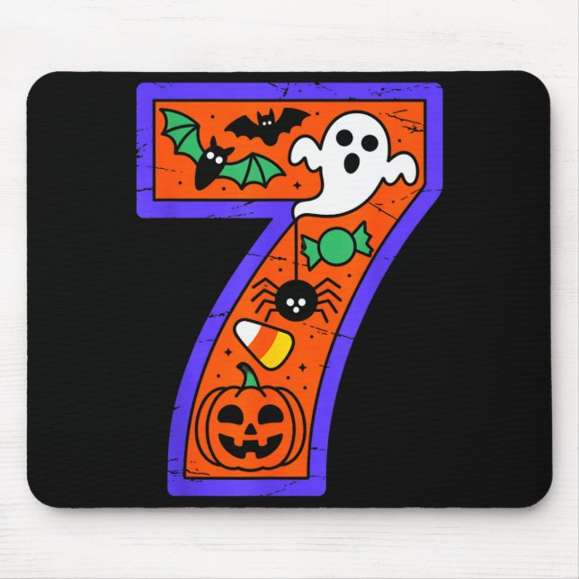 Halloween Number 7 Birthday Pumpkin Ghost Sder Can Mouse Mat (Front)