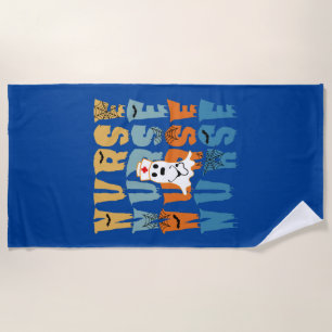 HALLOWEEN NURSE BEACH TOWEL