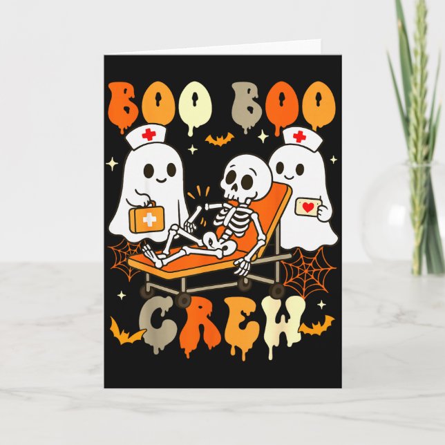 Halloween Nurse Boo Boo Crew Ghost Doctor Paramedi Card (Front)