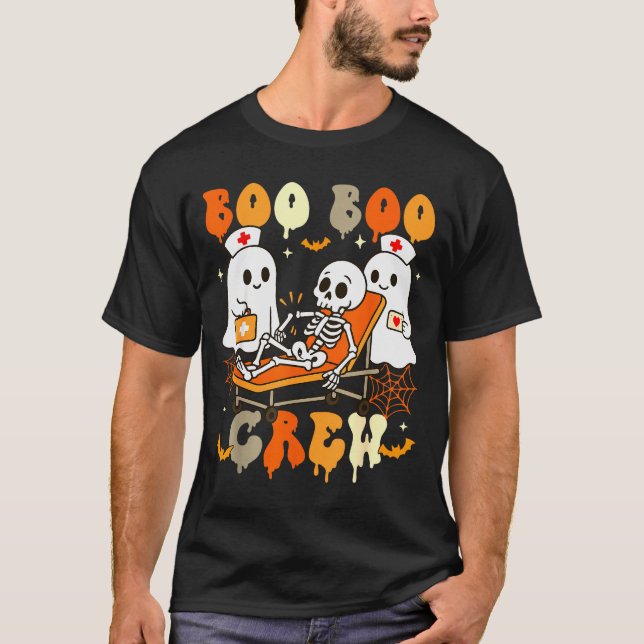 Halloween Nurse Boo Boo Crew Ghost Doctor Paramedi T-Shirt (Front)