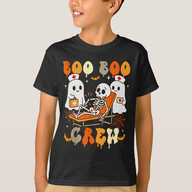 Halloween Nurse Boo Boo Crew Ghost Doctor Paramedi T-Shirt (Front)