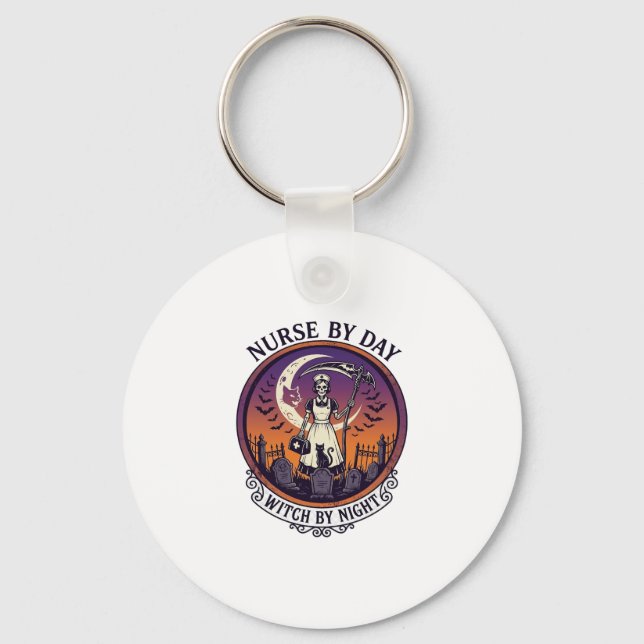 Halloween Nurse By Day_1 Key Ring (Front)