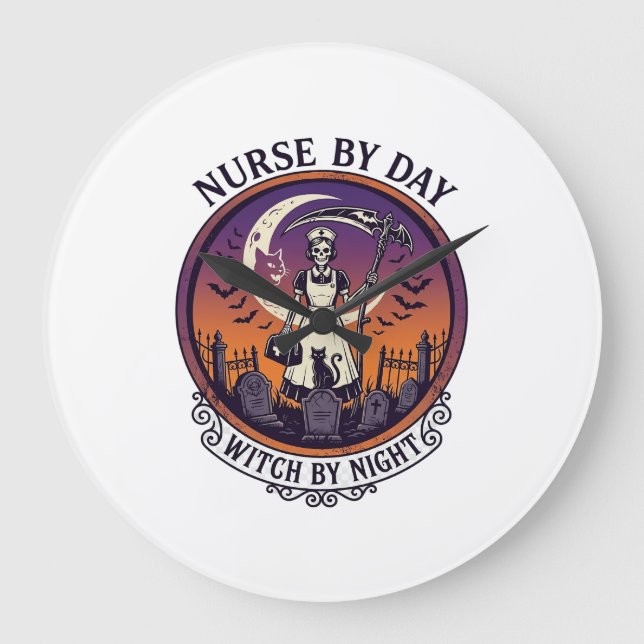 Halloween Nurse By Day_1 Large Clock (Front)