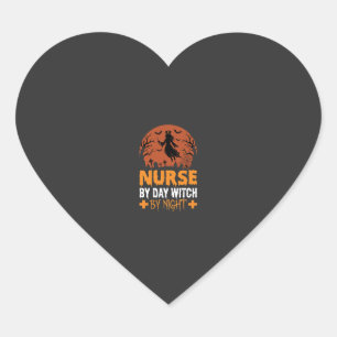 Halloween Nurse by Day Witch by Night Heart Sticker