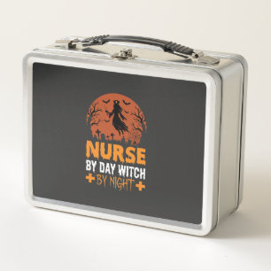Halloween Nurse by Day Witch by Night Metal Lunch Box