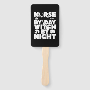 Halloween Nurse By Day Witch By Nights Hand Fan