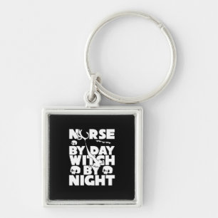 Halloween Nurse By Day Witch By Nights Key Ring