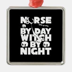 Halloween Nurse By Day Witch By Nights Metal Tree Decoration