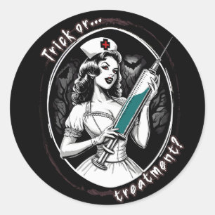 Halloween Nurse Classic Round Sticker