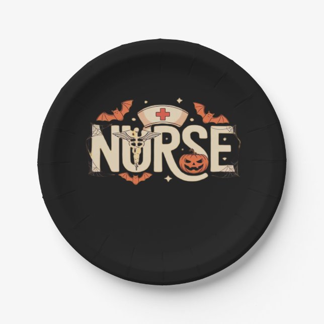 Halloween nurse Classic T-Shirt Paper Plate (Front)