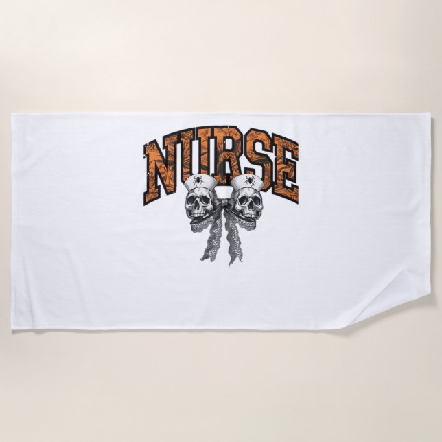 Halloween Nurse Coquette Bow Classic T-Shirt Beach Towel (Front)