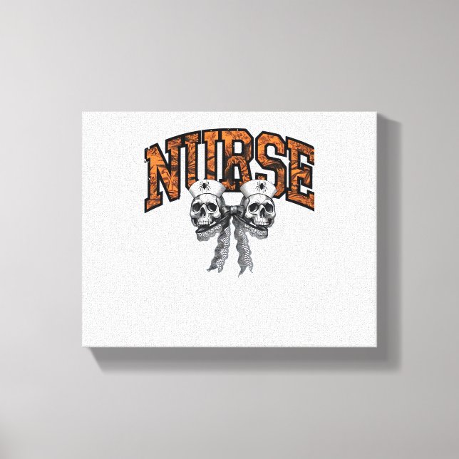 Halloween Nurse Coquette Bow Classic T-Shirt Canvas Print (Front)