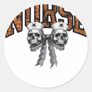 Halloween Nurse Coquette Bow Classic T-Shirt Classic Round Sticker