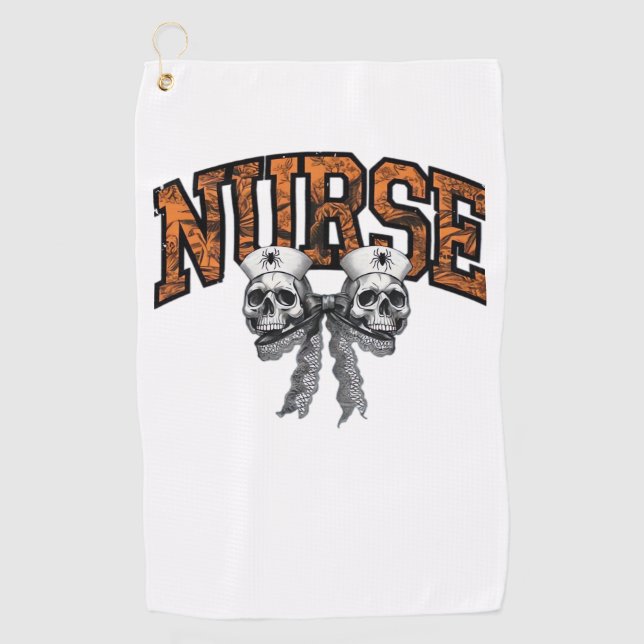 Halloween Nurse Coquette Bow Classic T-Shirt Golf Towel (Front)