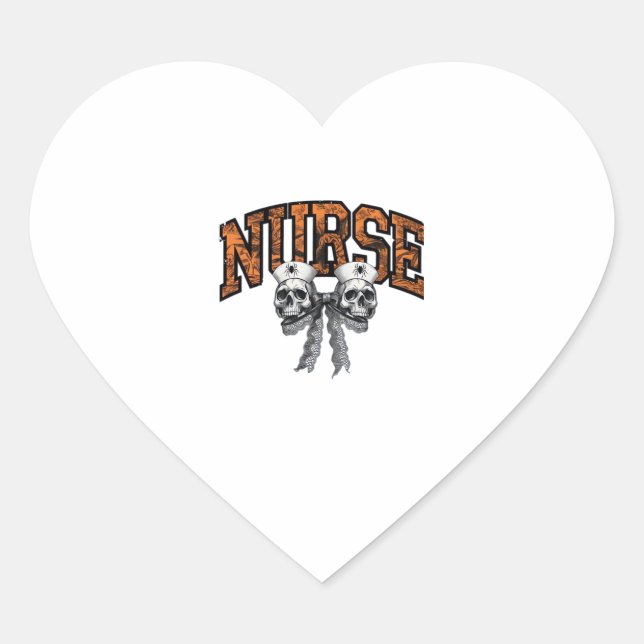 Halloween Nurse Coquette Bow Classic T-Shirt Heart Sticker (Front)