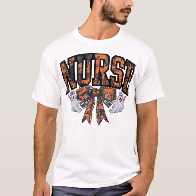 Halloween Nurse Coquette Bow Fall Classic T-Shirt (Front)