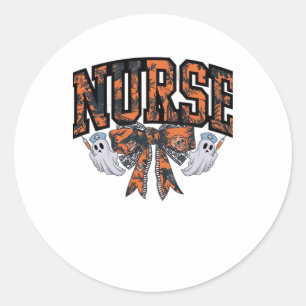 Halloween Nurse Coquette Bow Fall Classic T-Shirt Classic Round Sticker