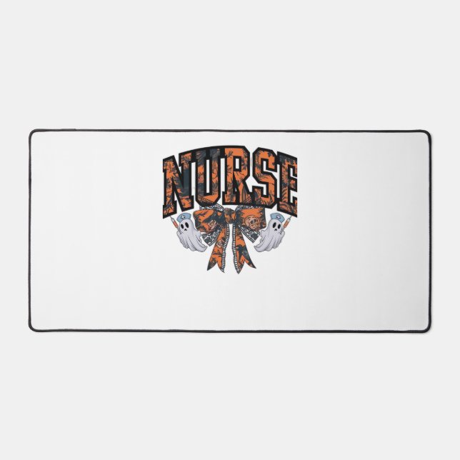 Halloween Nurse Coquette Bow Fall Classic T-Shirt Desk Mat (Front)