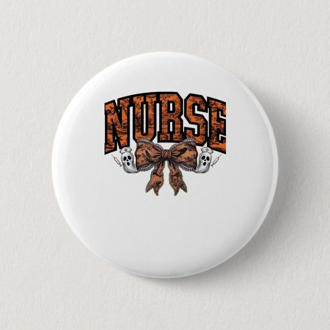 Halloween Nurse Coquette Bow Spooky Classic T-Shir 6 Cm Round Badge (Front)