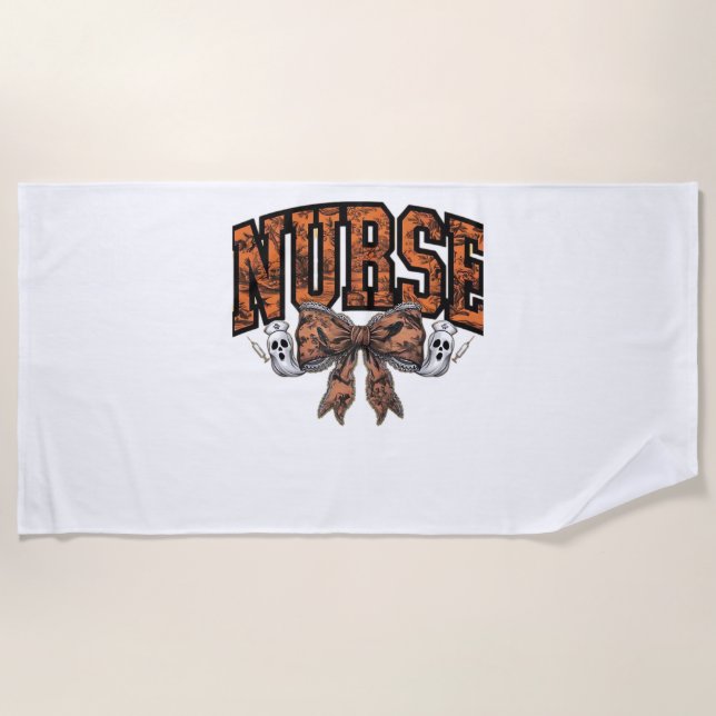 Halloween Nurse Coquette Bow Spooky Classic T-Shir Beach Towel (Front)