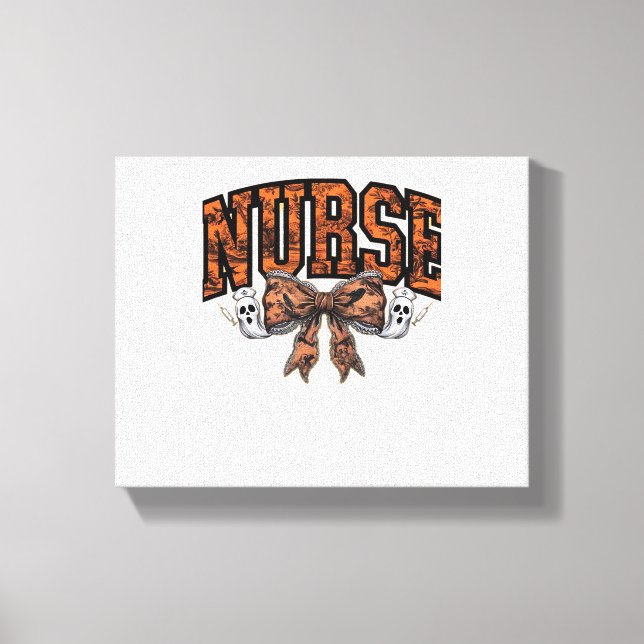 Halloween Nurse Coquette Bow Spooky Classic T-Shir Canvas Print (Front)