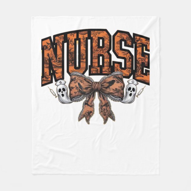 Halloween Nurse Coquette Bow Spooky Classic T-Shir Fleece Blanket (Front)