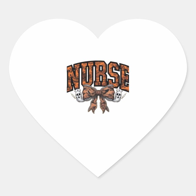 Halloween Nurse Coquette Bow Spooky Classic T-Shir Heart Sticker (Front)
