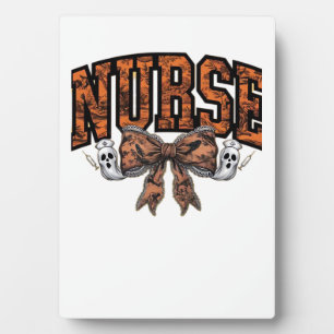 Halloween Nurse Coquette Bow Spooky Classic T-Shir Plaque