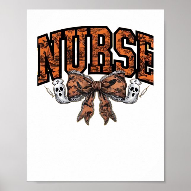 Halloween Nurse Coquette Bow Spooky Classic T-Shir Poster (Front)