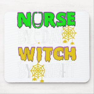 Halloween nurse costume vintage Nurse by day witch Mouse Mat