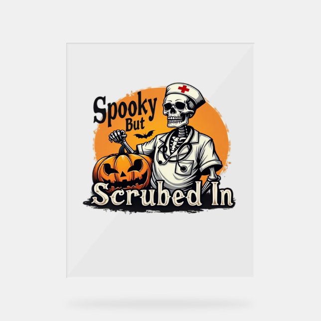 Halloween Nurse Design Oversized T-Shirt Acrylic Sign (Front)