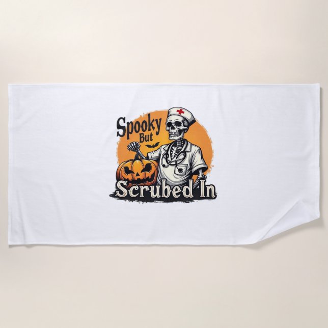 Halloween Nurse Design Oversized T-Shirt Beach Towel (Front)