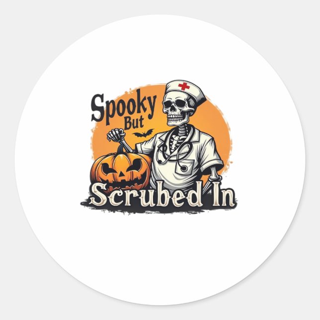 Halloween Nurse Design Oversized T-Shirt Classic Round Sticker (Front)
