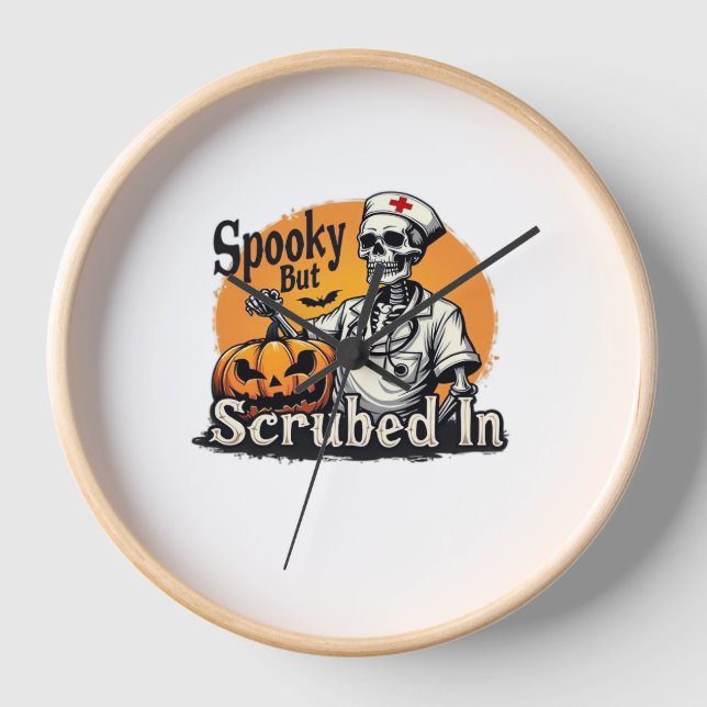 Halloween Nurse Design Oversized T-Shirt Clock (Front)