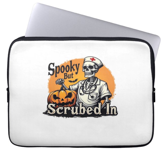 Halloween Nurse Design Oversized T-Shirt Laptop Sleeve (Front)