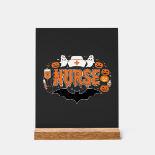Halloween Nurse Dripping Pumpkin Ghost Vector Desi Acrylic Sign