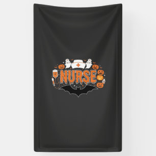 Halloween Nurse Dripping Pumpkin Ghost Vector Desi Banner