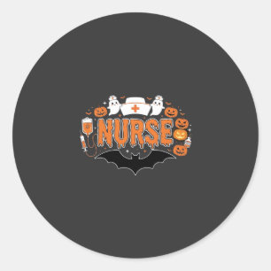 Halloween Nurse Dripping Pumpkin Ghost Vector Desi Classic Round Sticker