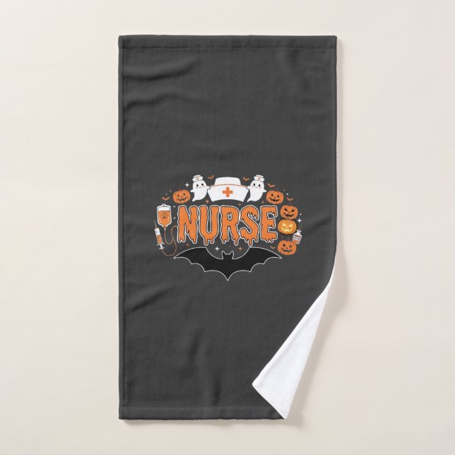 Halloween Nurse Dripping Pumpkin Ghost Vector Desi Hand Towel (Hand Towel)