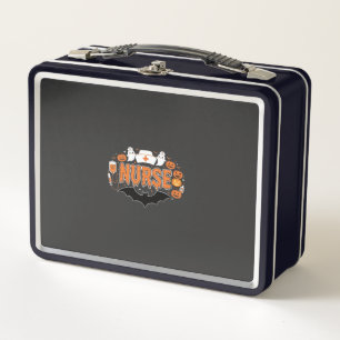 Halloween Nurse Dripping Pumpkin Ghost Vector Desi Metal Lunch Box