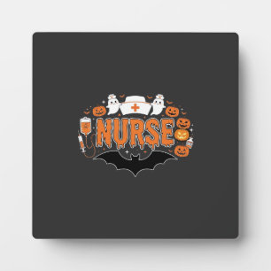 Halloween Nurse Dripping Pumpkin Ghost Vector Desi Plaque