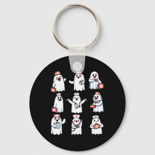 Halloween Nurse Funny Ghost Boo Crew Nurse Key Ring