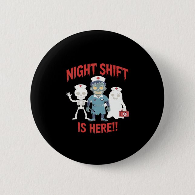 Halloween Nurse Funny Ghost Skeleton Zombie Essent 6 Cm Round Badge (Front)