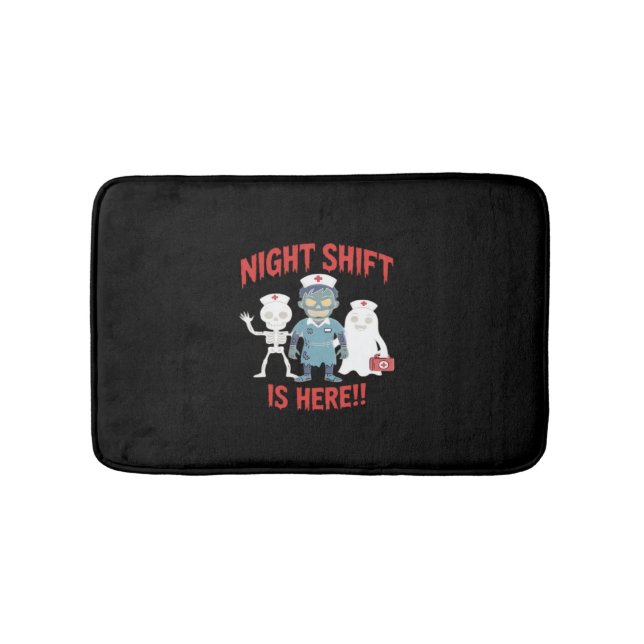 Halloween Nurse Funny Ghost Skeleton Zombie Essent Bath Mat (Front)
