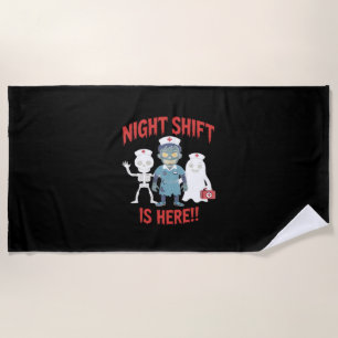Halloween Nurse Funny Ghost Skeleton Zombie Essent Beach Towel