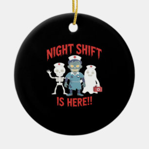 Halloween Nurse Funny Ghost Skeleton Zombie Essent Ceramic Tree Decoration