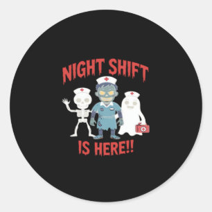 Halloween Nurse Funny Ghost Skeleton Zombie Essent Classic Round Sticker