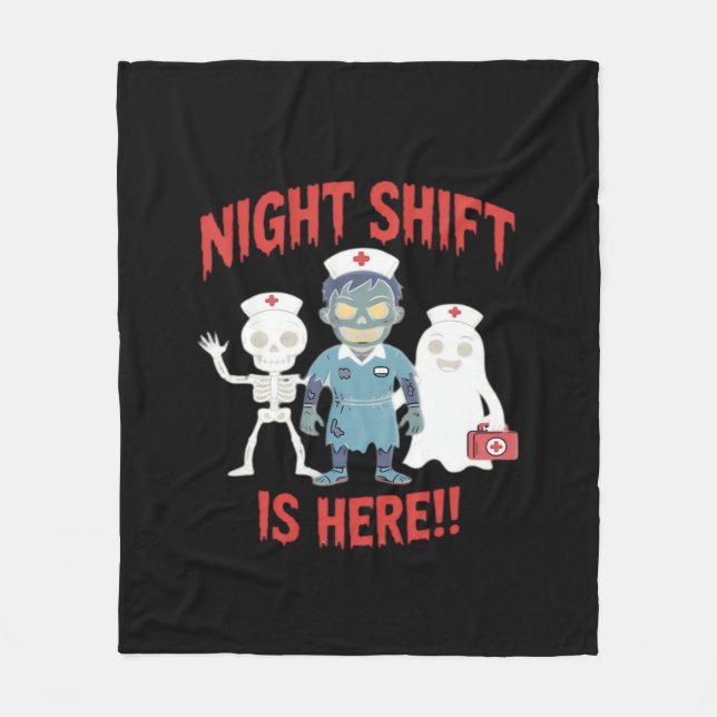 Halloween Nurse Funny Ghost Skeleton Zombie Essent Fleece Blanket (Front)