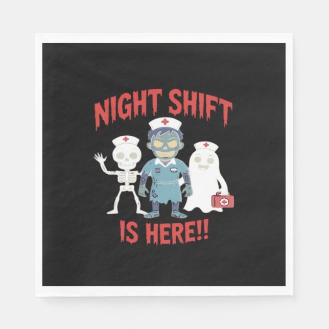 Halloween Nurse Funny Ghost Skeleton Zombie Essent Napkin (Front)