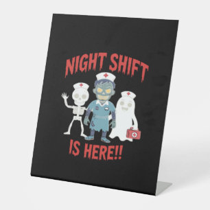 Halloween Nurse Funny Ghost Skeleton Zombie Essent Pedestal Sign